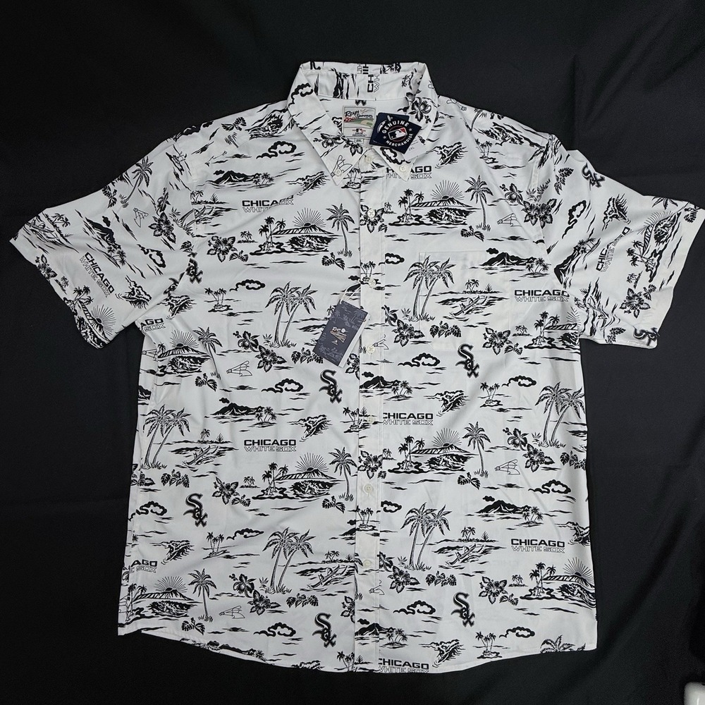 Reyn Spooner Chicago White Sox MLB Aloha Shirt Mens 2XL White Black Tropical NWT
